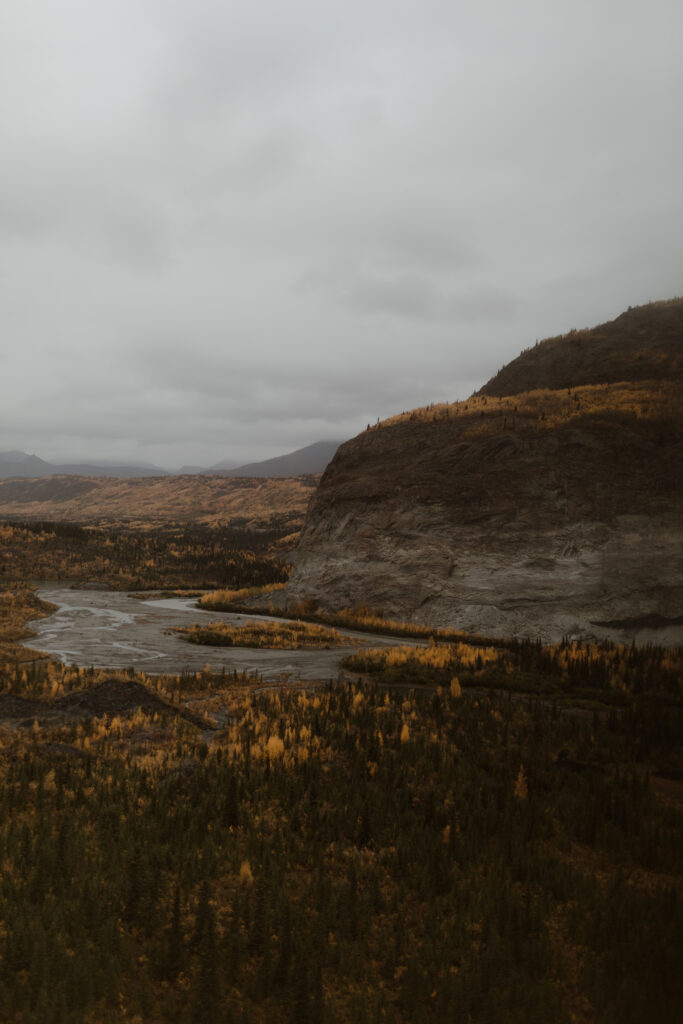Alaska autumn landscape from a helicopter perspective